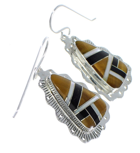 Southwestern Multicolor Silver Hook Dangle Earrings YX70906